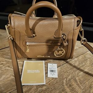 Michael Kors Brown Leather Satchel, Michael Kors Carine, Extra Small